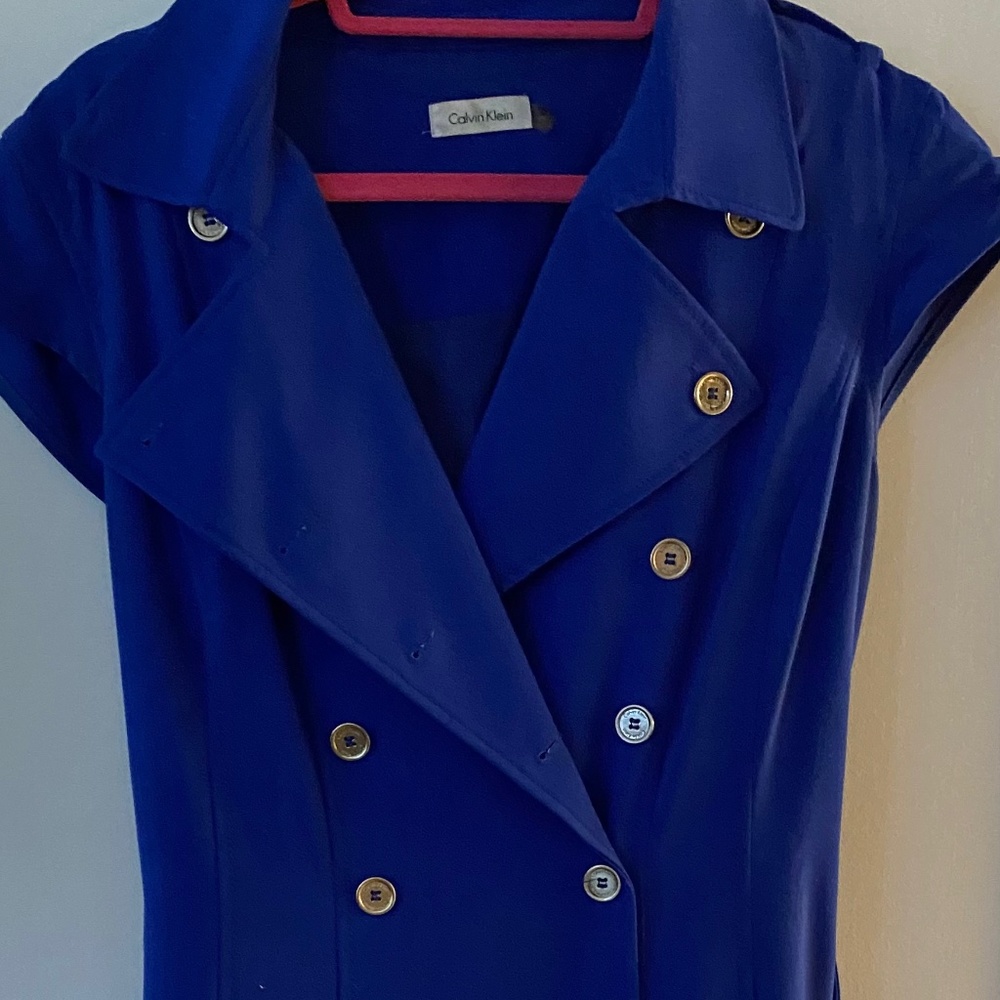 Calvin Klein belted blue dress
